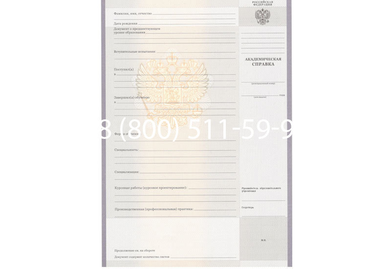 Купить Академическая справка образца 2010-2011 год для колледжа в Новороссийске